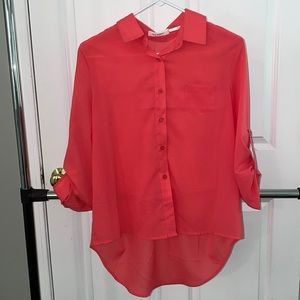 Coral long sleeve button up
